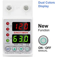 110VAC 120VAC 40A 63A Din Rail Dual Display Adjustable Over Voltage Current and Under Voltage Protective Device Protector Relay