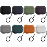 For Airpods Pro3 Case Luxury Lychee Leather Business Earphone Case with Hook Strap Headphone Cover For Apple AirPods 4 3 2 1 Pro