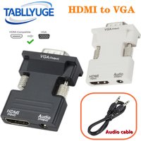 HDMI-compatible To VGA Converter With 3.5mm Audio Cable 1080P HDMI-Compatible Female to VGA Male Adapter For PC Laptop TV