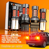 2pcs 1156 BA15S P21W 7506 1157 BAY15D P21/5W 7443 W21/5W T20 3157 P27/7W T25 LED Brake Light Canbus Accessories