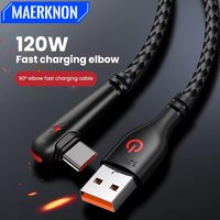 120W 90 Degree Elbow Fast Charging USB Cable 5A Super Fast Charging Cable for iPhone Xiaomi Redmi POCO Universal USB C Extension