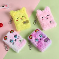 1pc Cute Cartoon Cat Plush Pendant Notebook Student School Diarybook Record Handbook Children's Stationery Reward Gifts