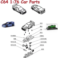 TURBO RACING 1:76 C64 RC Mini Rear-drive Drift Car Original Parts Shell Motor Headlight Tail Spring Hub Shaft Rocker Arm Link