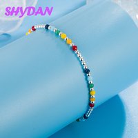SHYDAN 925 Sterling Silver Rainbow Beads Anklet For Women Handmade Fashion Design Jewelry