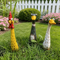 Resin Animal Garden Stakes Funny Rooster Duck Goose Statues Outdoor Lawn Yard Decor Whimsical Garden Ornaments