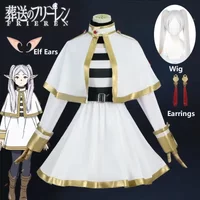 Sousou No Frieren Cosplay Costume Wig Shoes Anime Figures Magician Dress Elf Ear Halloween Party Charistmas for Women