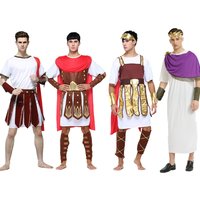 Man Apollo Athens Chiton Ancient Greek god Chlamys Roman Red Toga Retro Medea Cosplay Costume Long Robe With Headwear Carnival