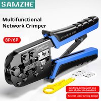 SAMZHE RJ45 Crimper RJ11 RJ45 Crimping Tool Ethernet Network LAN Cable Crimper Cutter Stripper Plier for 6P 8P RJ11 RJ12 RJ45