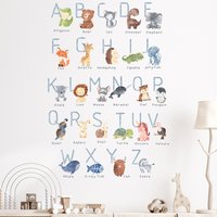 Cartoon Animals ABC Alphabet Wall Stickers for Children's Room Kids Bedroom Kindergarten Decor Wall Decals Removable Wallpaper