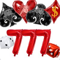 Casino Theme Party Decoration Balloons Red White Dice Number 777 Foil Balloon Las Vegas Poker Night Birthday Party Decorations