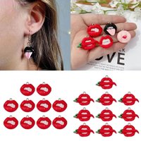 10pcs Sexy Girl Red Mouth Lip Resin Charm for Jewelry Making Findings DIY Flatback Earring Necklace Keychain Pendants