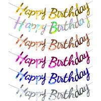 Happy Birthday Banner Gold Silver Birthday Hanging Flags Pennant Banner Birthday Party Decoration Supplies 1St Birthday Boy Girl