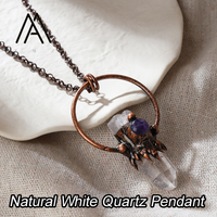 Retro Natural Stone Necklace Antique Bronze Bohemian Ethnic Style Pendant Necklace Trendy Fashion Handmade Pendant Jewelry