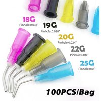 100Pcs/Pack FODRK Dental Irrigation Pre Bent Needle Tips Delievery Syringe Dental Tooth Cleaning Oral Care Disposable Applicator