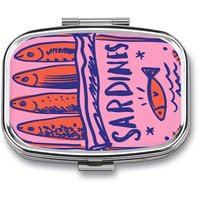 1pc Vintage Sardines Metal Pill Box, 2-Compartment, Cute Fish Design, Portable Travel Case, Unique Gift
