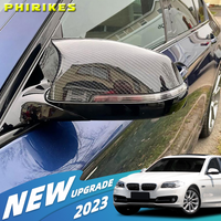 Rearview Mirror Covers for Bmw 5 Series F10 F11 Lci 2014-2017 Caps Replacement Side Rear-View Carbon Fiber Gloss Black