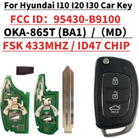 Jingxin CN020077 flip key fob ID47 CHIP 433MHz 95430-B9100 OKA-865T (BA1) /865T (MD) For Hyundai Elantra 2012-2015 Flip Key/PCB
