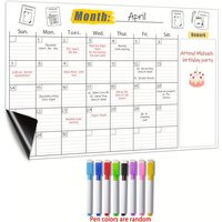 Magnetic whiteboard dry wipe calendar, refrigerator wall mounted, reusable planning table, monthly planning table magnetic