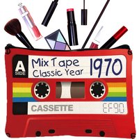 1 Piece Retro Cassette Tape Makeup Bag - Multifunctional Zipper Pouch for Women, Jewelry Storage Bag, Perfect Travel Zipper Organizer, Fun Birthday Gift