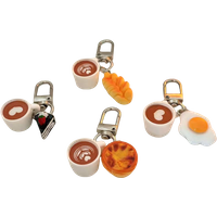 Creative Mini Coffee Cup Keychain Cartoon Food Cake Egg Tart Bread Keyring Backpack Pendant Car Accessories Children Toy Gift