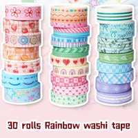 30 Rolls Kawaii Rainbow Washi Tape Set Pastel Color Cute Decorative Masking Tape Thin Adhesive Paper Tape for Diary Album A3330