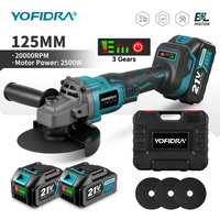 YOFIDRA 125MM Bürstenloser Elektrischer Winkelschleifer 20000RPM Kabellos Holz- und Metallschneiden Schleifen Polieren Elektrowerkzeug für Makita Akku