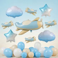 Cute Matte Airplane Balloon Cloud Star Balloon Foil Helicopter Plane for Baby Shower Decoration Airplane Birthday Party Supplies