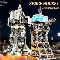 Glowing Large Space Rocket Launch Base Building Blocks High-Difficulty STEM Assembly Toy for 8-Year-Old Boys Ideal Birthday Gift