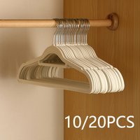 10/20 Pieces of Premium Velvet Hangers, Non-Slip Felted Hangers, Sturdy Hangers, Heavy-Duty Hangers and Suit Hangers, Durable Slim Hangers in Beige/Grey/Black, Space-Saving for Closets, Clothing Store