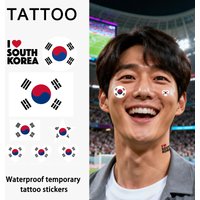 South Korea Flag Temporary Tattoo Sticker, Long-lasting and Waterproof, Festival, Football, Soccer Fan Face Stickers, Arm, Face
