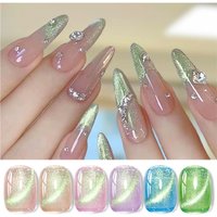 Green Cat Magnetic Gel Nail Polish Ultra Shine Holographic Glitter Semi Permanant Soak Off UV LED Gel Varnish Nail Supplies DIY