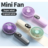 Portable Handheld Fan Mini USB Fan With 6 Speeds and Digital Display Foldable 3-in-1 Handheld Neck and Desktop Fan For Outdoor