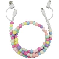 4 in 1 Multi Function Fast Charging Cable Colorful Beaded Design Anti Entanglement Tangle Free Flexible Wire for Smartphone