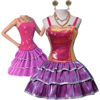 Princess Dress Cosplay Dream House Girl Sequined Skirt Necklace Earing Costume for Women Lolita Outfit Halloween Carnival Party