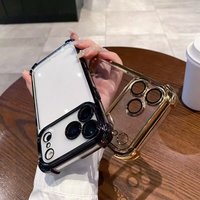 Shockproof Lens Electroplating Case For Iphone 17 16 15 Pro Max 17 Air 14 13 12 11 Pro Max 13 mini 15 Plus 5G Soft Clear Cover
