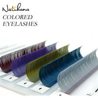 NATUHANA Individual Natural False Mink Colorful Eyelashes Extension Blue / Lavender / Red / Green / Gray Colored Lashes
