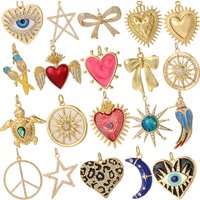 Cute Moon Heart Charms for Jewelry Making Supplies Gold Color Eye Charm Dijes Diy Woman Earrings Necklace Braclet Pendant