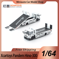 New In Stock Xcartoys Poprace 1:64 Pandem Hino-300 Fusoflatbed Transporter Alloy Miniature Car Diecast Model Toys S63-01 Gift