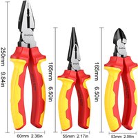 VDE 3Pcs Set Insulated Pliers 6" 7" 8", Electrician Side Cutting Needle Nose Lineman Pliers High Voltage Resistance Wire Cutter