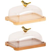 Wooden Cake Stand Cake Plate Butter Dish Reusable Decorative Dessert Tray Covered Cheese Box for Restaurant Birthday Wedding
