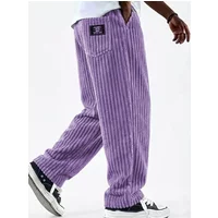 Winter 2026 New Fashion Men's Corduroy Straight Casual Pants Spring Autumn Outdoor Streetwear with Drawstring Elastic Waist