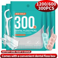 300/600/1200PCS dental floss stick, interdental brush - (comes with 1 dental floss box) - suitable for oral hygiene and dental c