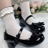 Women's Lolita-Style Mary Jane Shoes, Round Toe Bow Patent Leather Pumps, Suitable for Daily, Cosplay,and Sweet Outfits.