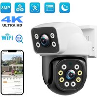 4K WiFi IP Camera Dual Lens Outdoor Auto Tracking Two Way Audio Dual Screen HD Night Vision CCTV Cameras Security Surveillance