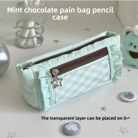 The New Large-capacity Simple Lace Pencil Case Ins High-value Student Stationery Storage Bag Stationery Box Pen Bag