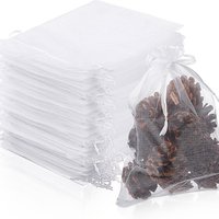20pcs Durable white organza drawstring gift bags—perfect for wrapping gifts, candy, party favors, and holiday parties
