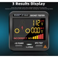 BSIDE Smart Socket Tester Smart Socket Voltage Checker RCD GFCI Test NCV Live Neutral Test EU US UK Plug Table