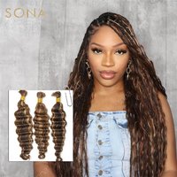 #4/27#30# Mix Color Human Bulk Hair Extensions For Braiding Loose Deep Wave Boho Braids Human Bulk Extension Bobbi Hair 1/2/3Pcs