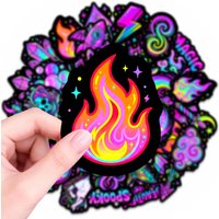 50 Pcs Gothic Neon Magic Doodle Stickers Waterproof Mix Decals Decorate Cup Skate Helmet Phone Scrapbook PP Decals