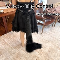 Electric Motorized Tail – Voice & Tap Control | Fluffy Soft | Cosplay/Party | Social Anxiety Aid | Cat/Fox/Wolf Pet Tail